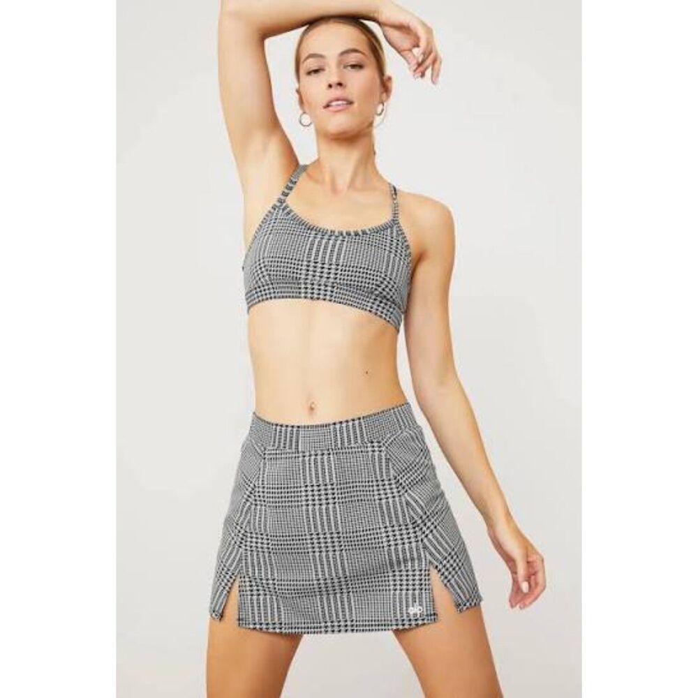 Alo Yoga Jacquard glenplaid tennis skirt size XXS